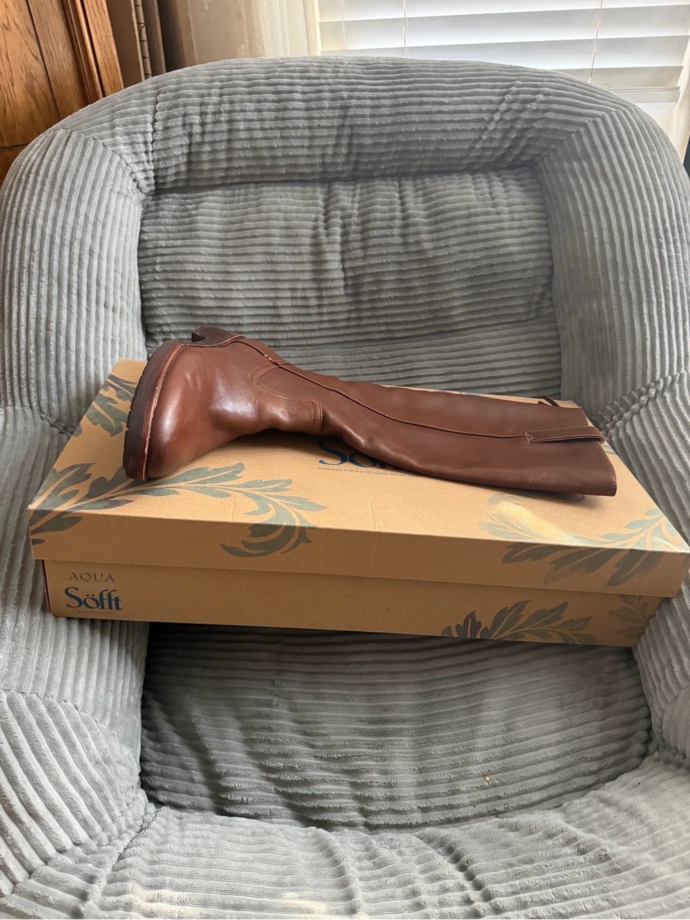 Sofft High Calf Leather Boots in Brown